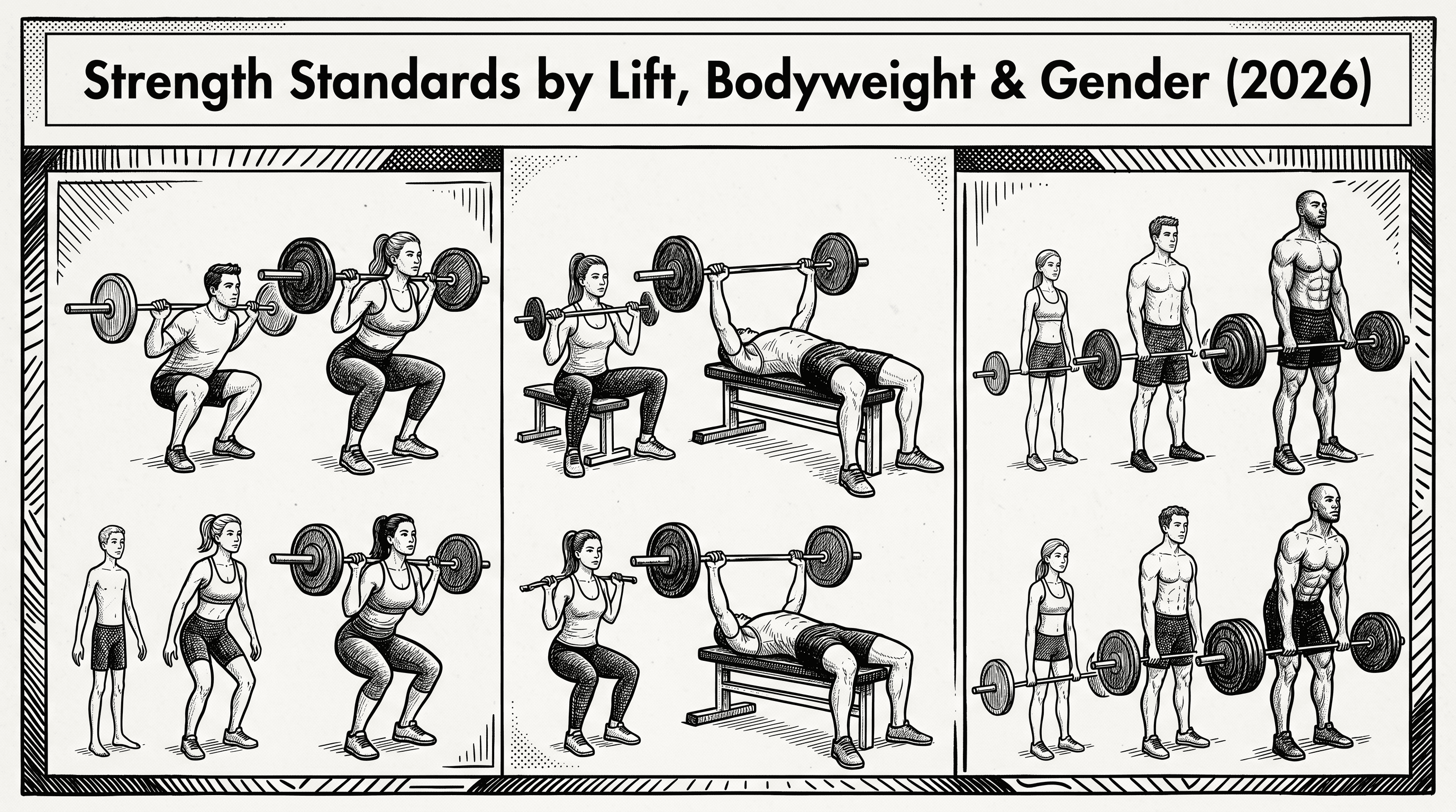 Strength Standards by Lift, Bodyweight & Gender (2026)