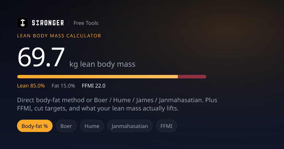 Lean Body Mass Calculator: LBM, Fat Mass + FFMI | Stronger
