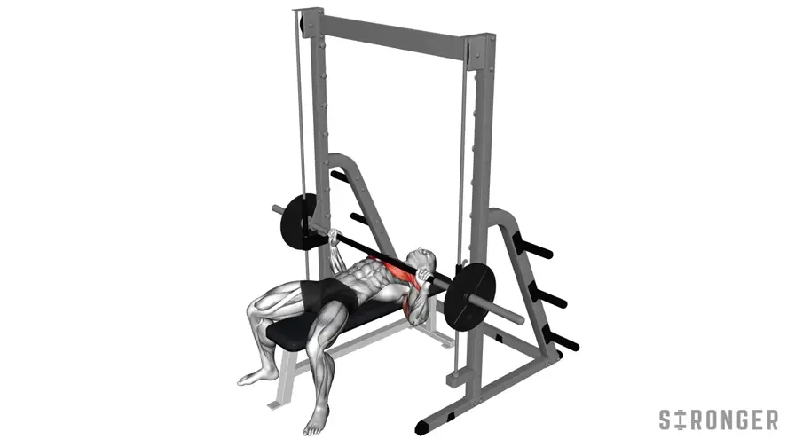 Wide Grip Smith Machine Bench Press demonstration